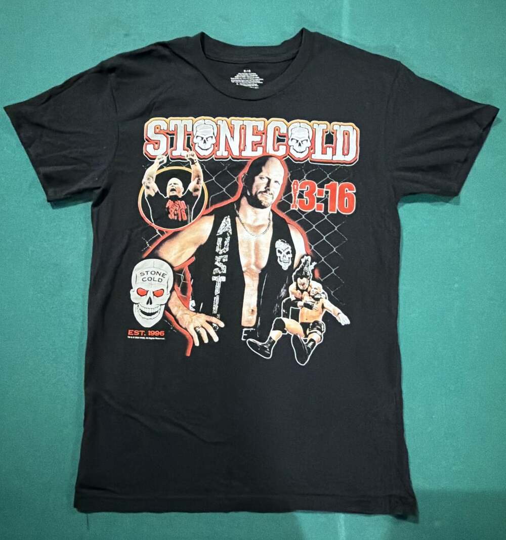 WWE Stone Cold Steve Austin 3:16 T-Shirt Size S Black Graphic Tee
